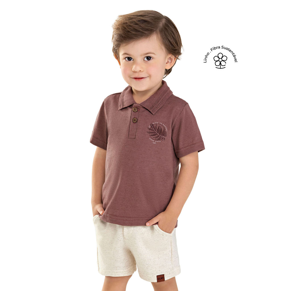 Conjunto Infantil Menino Polo Nature Colorittá Marrom em Oferta na Shopee