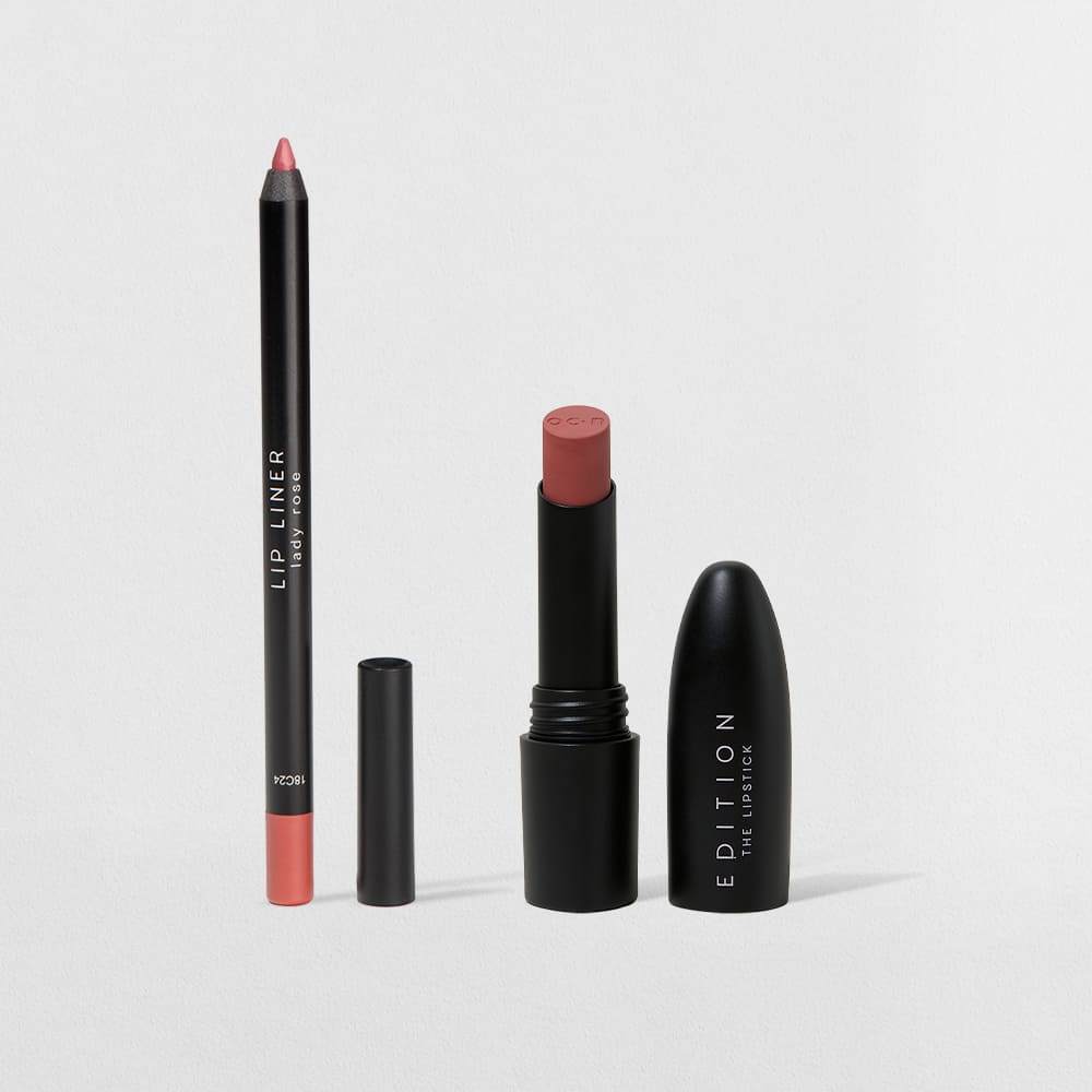 Kit Lápis Labial Rosa + Batom Nude Océane Edition (2 Produtos) em Oferta na Shopee