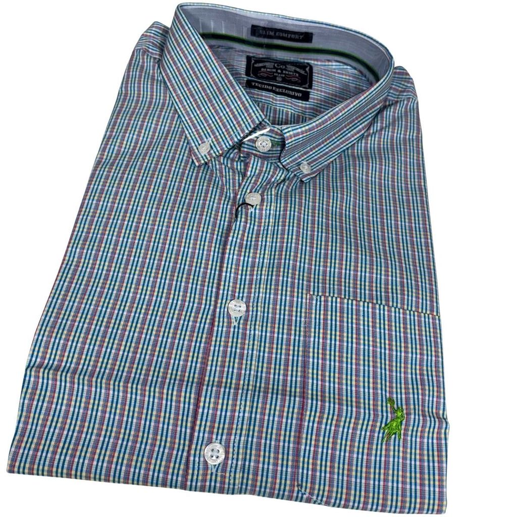 Camisa Masculina Austin Xadrez Manga Curta Original No Bolso