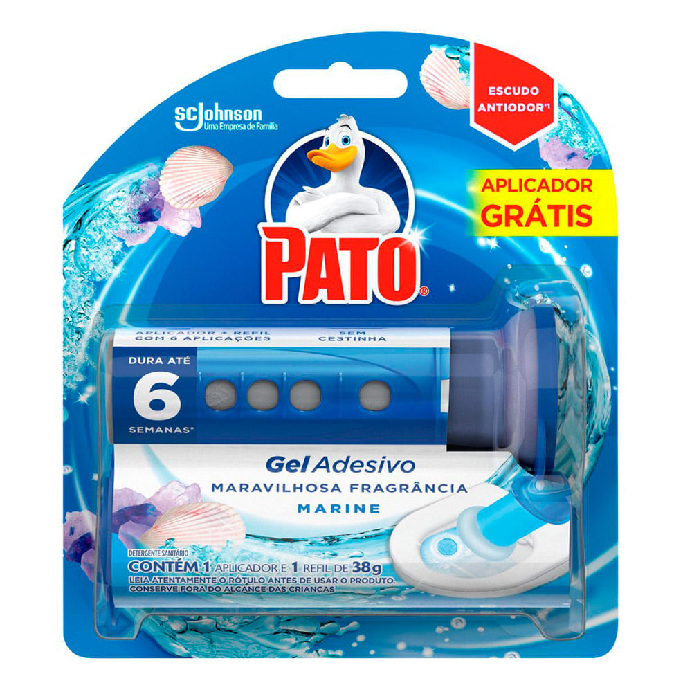 Desodorizador Sanitário Pato Gel Adesivo Marine 38g Ganhe Aplicador em Oferta na Shopee