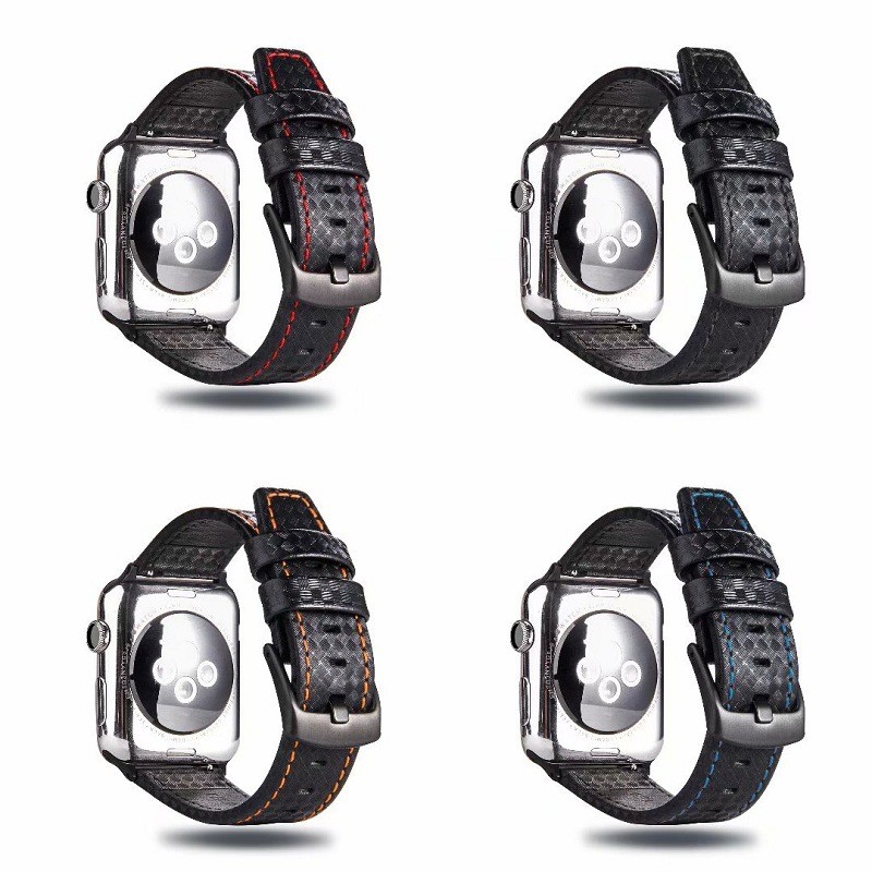 Pulseira Couro Carbon LTIMPORTS para Apple Watch 46mm Series 11/10, 45mm 9/8/7, 