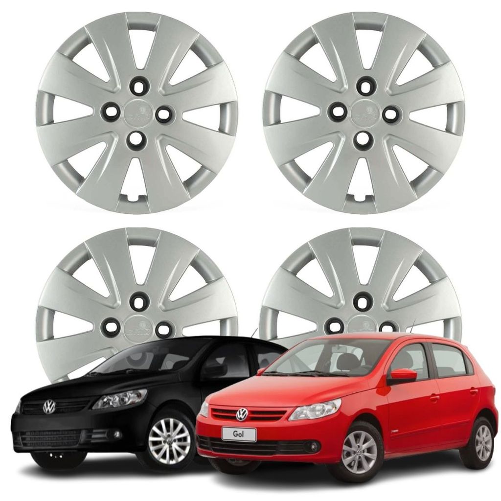 Jogo Calota Aro 14 Volkswagen modelo até 2012 Cubo Alto Prata