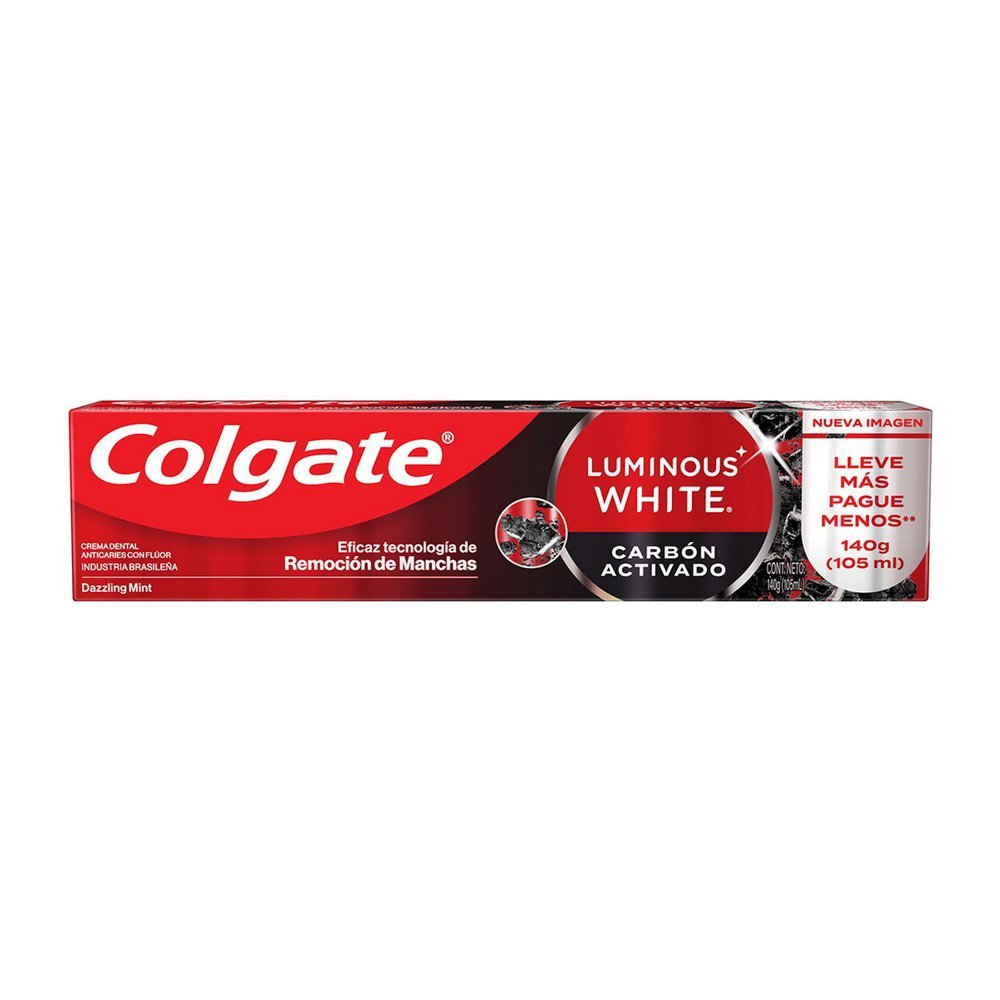 Creme Dental Colgate Luminous White Carvão Ativado 140g em Oferta na Shopee