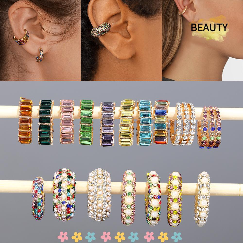 BEAUTYHOMEBR Zircônia Cúbica Orelha Cuff Acessórios Joias Festa Strass Dangle Moda Em Forma De C