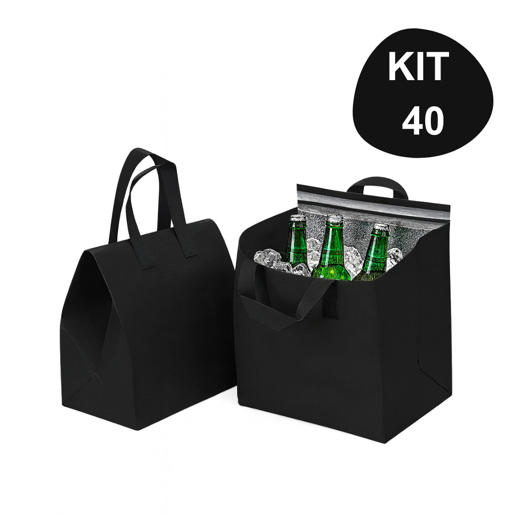 KIT 40 Sacolas Bolsa Termica Portatil Grande para Passeio Cooler 14 Litros