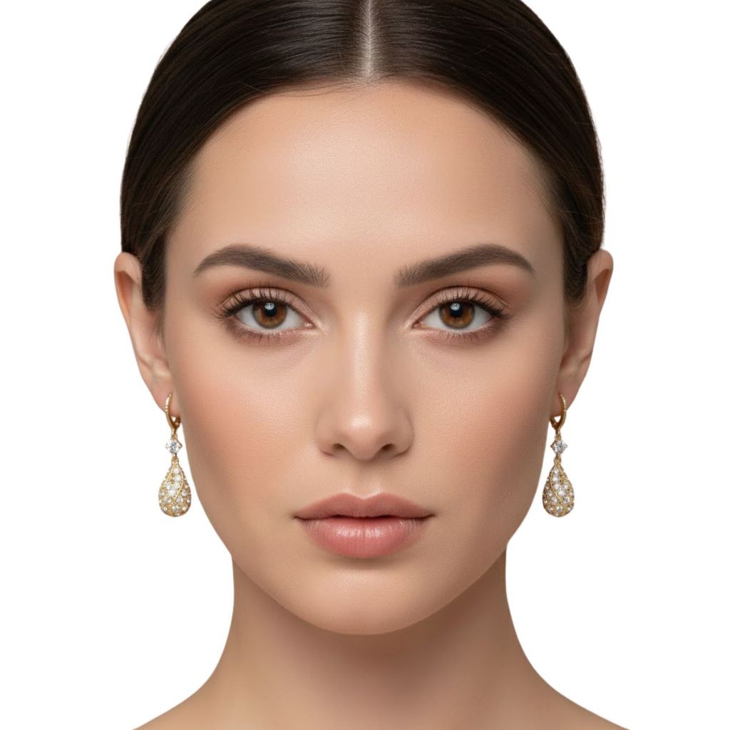 Brinco Feminino Gota de Cristal Pavê com Brilho Intenso Luxo