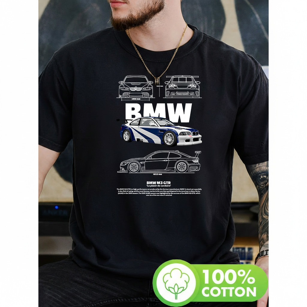 Camiseta Masculina Carro de Corrida BMW Estampa Premium Atemporal Moderna Tema Automobilismo Estilo Casual