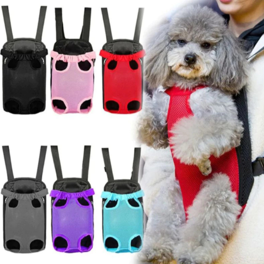 Bolsa Canguru para Pet - Mochila de Transporte para Cachorro e Gato - Preto e Rosa, Ideal para Passeios