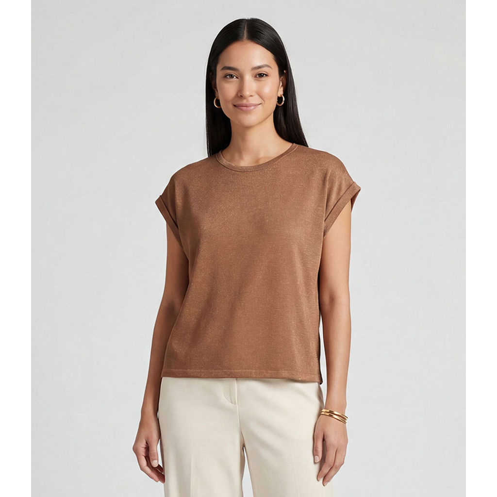 Blusa Feminina Manga Cavada Infinita Cor Marrom em Oferta na Shopee