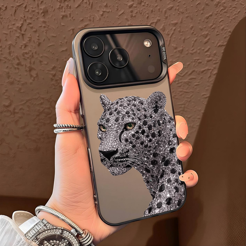 Capa prateada para iPhone 17 PRO MAX 11 15 PRO Leopardo de Cristal iPhone XS XR 12 13 14 PRO MAX Modelo 5950CYK em Oferta na Shopee