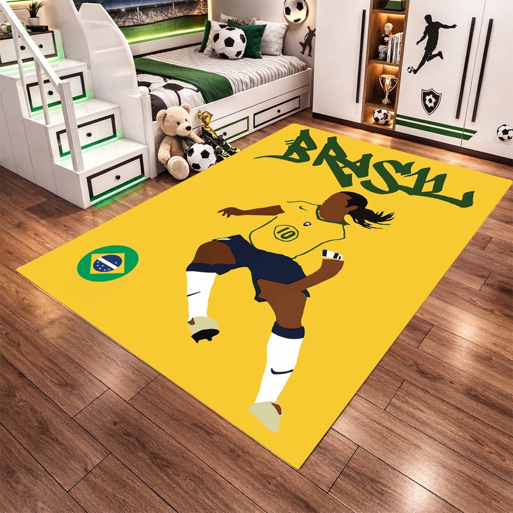 Tapete Para Quarto Grande Infantil Com Estampa Para Copa De Futebol 2026 Brasil  Antiderrapante