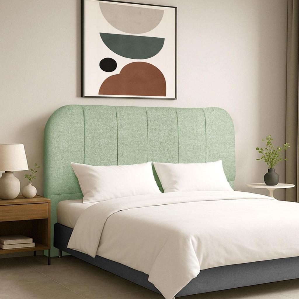 Cabeceira Queen com Pés 160cm Estofada em Bouclé para Cama Box