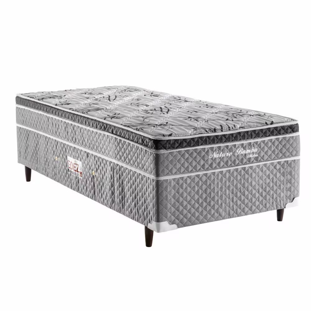 Cama Box Nature Conjugada Solteiro com Pillow Inn Herval