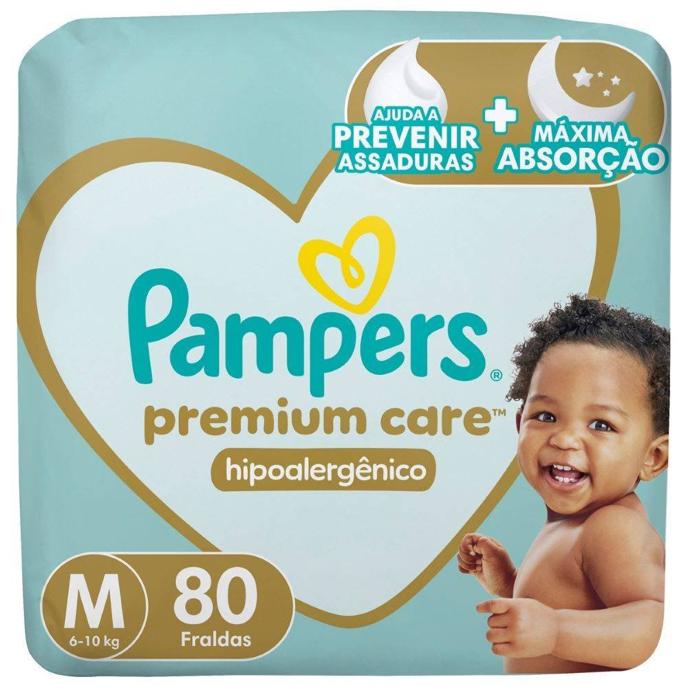 Fraldas Pampers Premium Care Tamanho M 80 Unidades em Oferta na Shopee