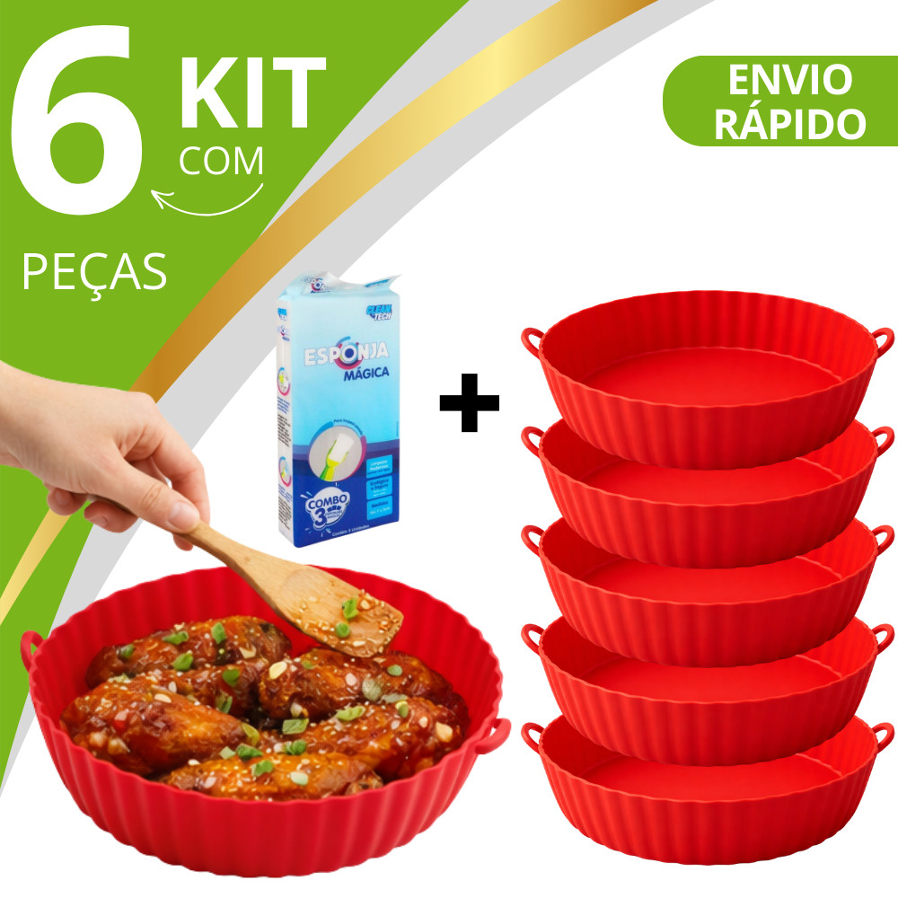 kit 1/2/3/4/5 Forma Assadeira Para Fritadeira Air Fryer Em Silicone Flexível Lavável Resistente