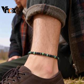 Vnox Moda Aço Inoxidável Preto Diamante Africano Solto Grânulo Masculino Tornozelo Corrente Comprimento 26cm em Oferta na Shopee