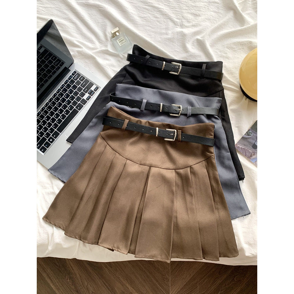 Nicho a linha saia verão cintura alta cinza terno saia plissada feminino pequeno branco tamanho grande gordura mm