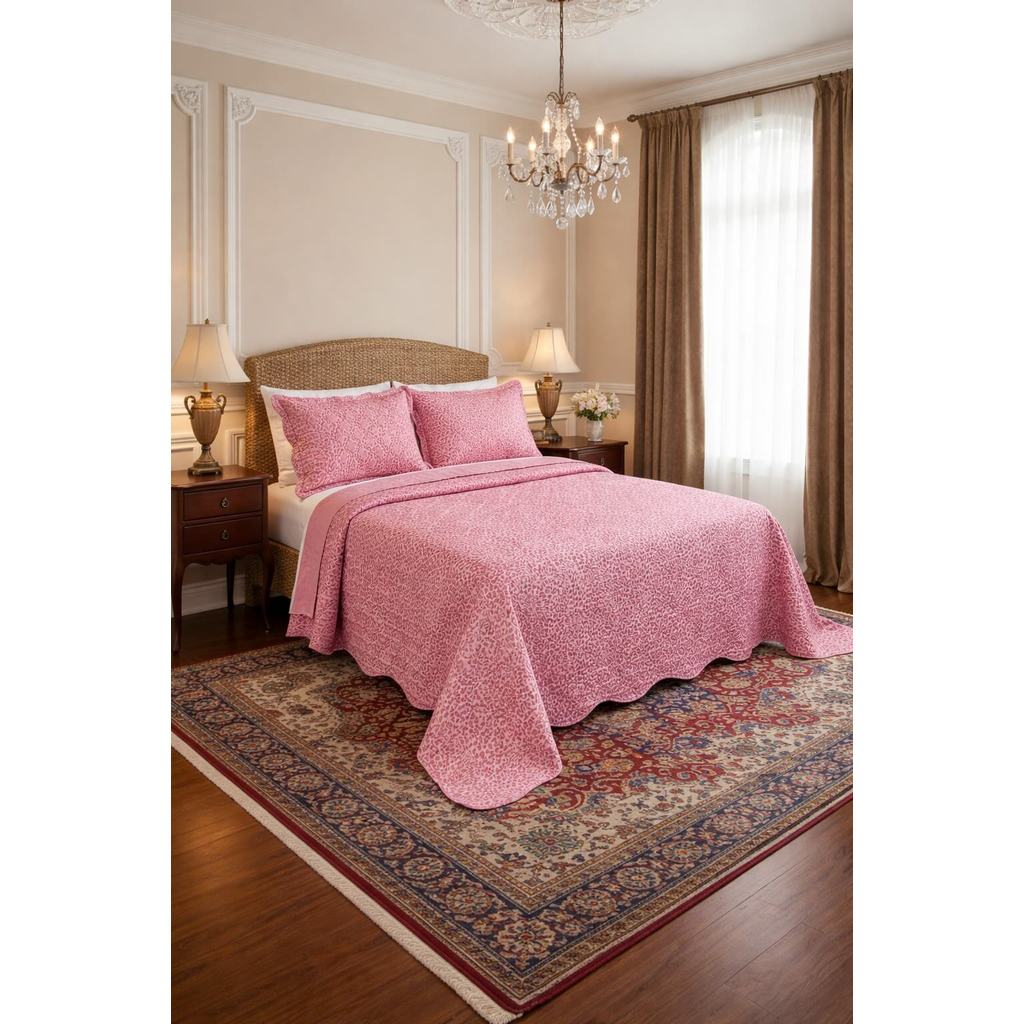 Cobreleito+ porta travesseiro Lepper Queen Estampa Animale Rosa