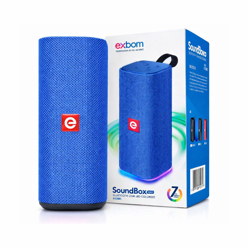 Caixa De Som Bluetooth Portátil Sem Fio Exbom Azul