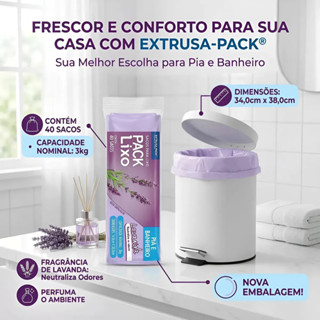 Saco Lixo Perfumado Lavanda 40un  Pia E Banheiro Bem+casa em Oferta na Shopee