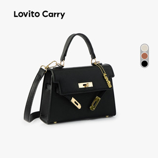 (Lovito Carry) Bolsa De Ombro Feminina Elegante Pequena Com Fivela De Metal Para Escritório LR30E105 em Oferta na Shopee