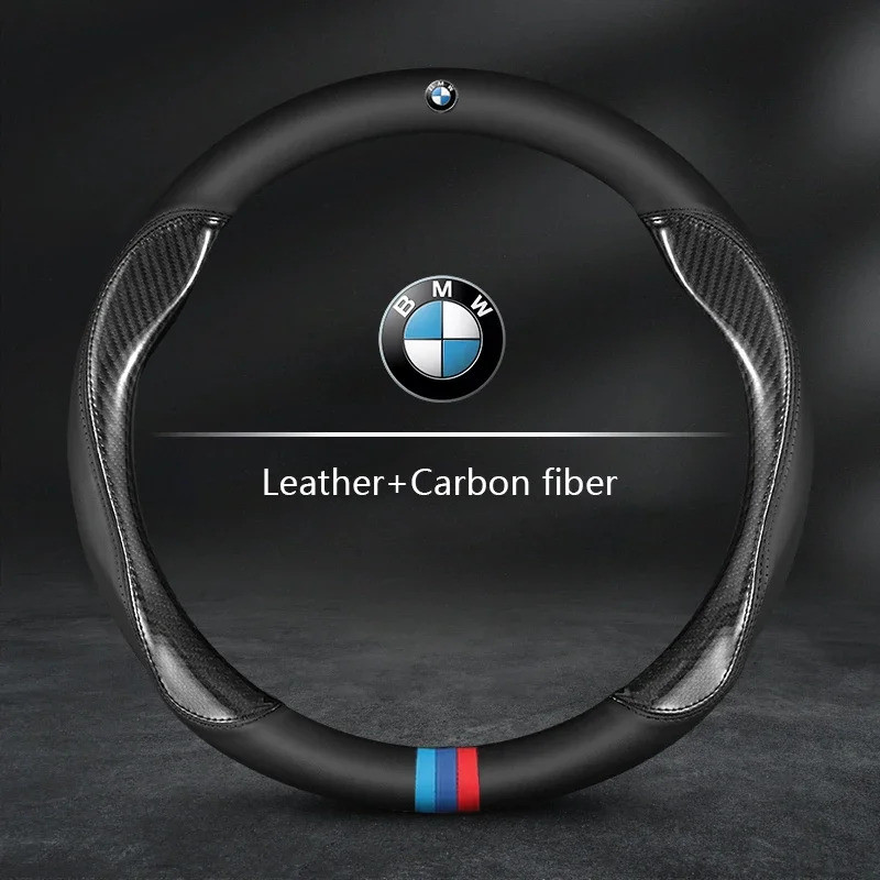 Capa De Couro Para Volante De Carro , Fibra De Carbono , BMW X1 X3 X5 X7 G20 G30 E39 E46 E87 E90 E92 F10 F15 F25 F30 , A