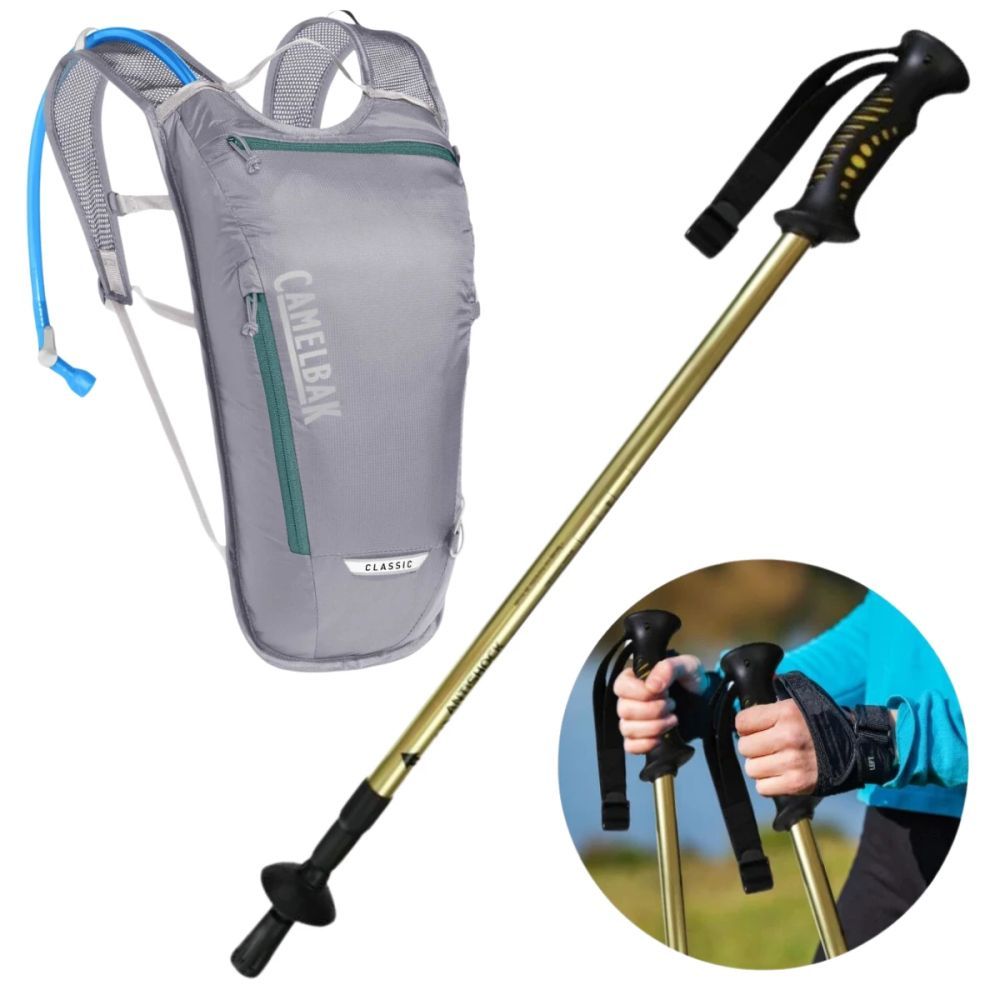 Mochila Hidratação Camelbak Classic 2l + Bastão de Caminhada Ajustável Trilha Trekking