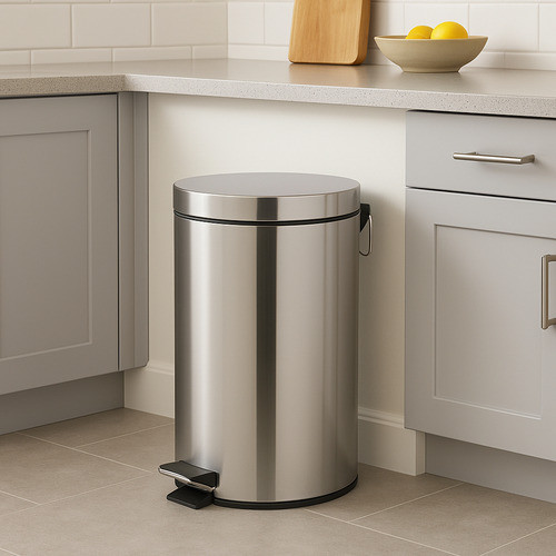 Lixeira Inox 12l Com Pedal E Balde Interno - Cozinha Moderna
