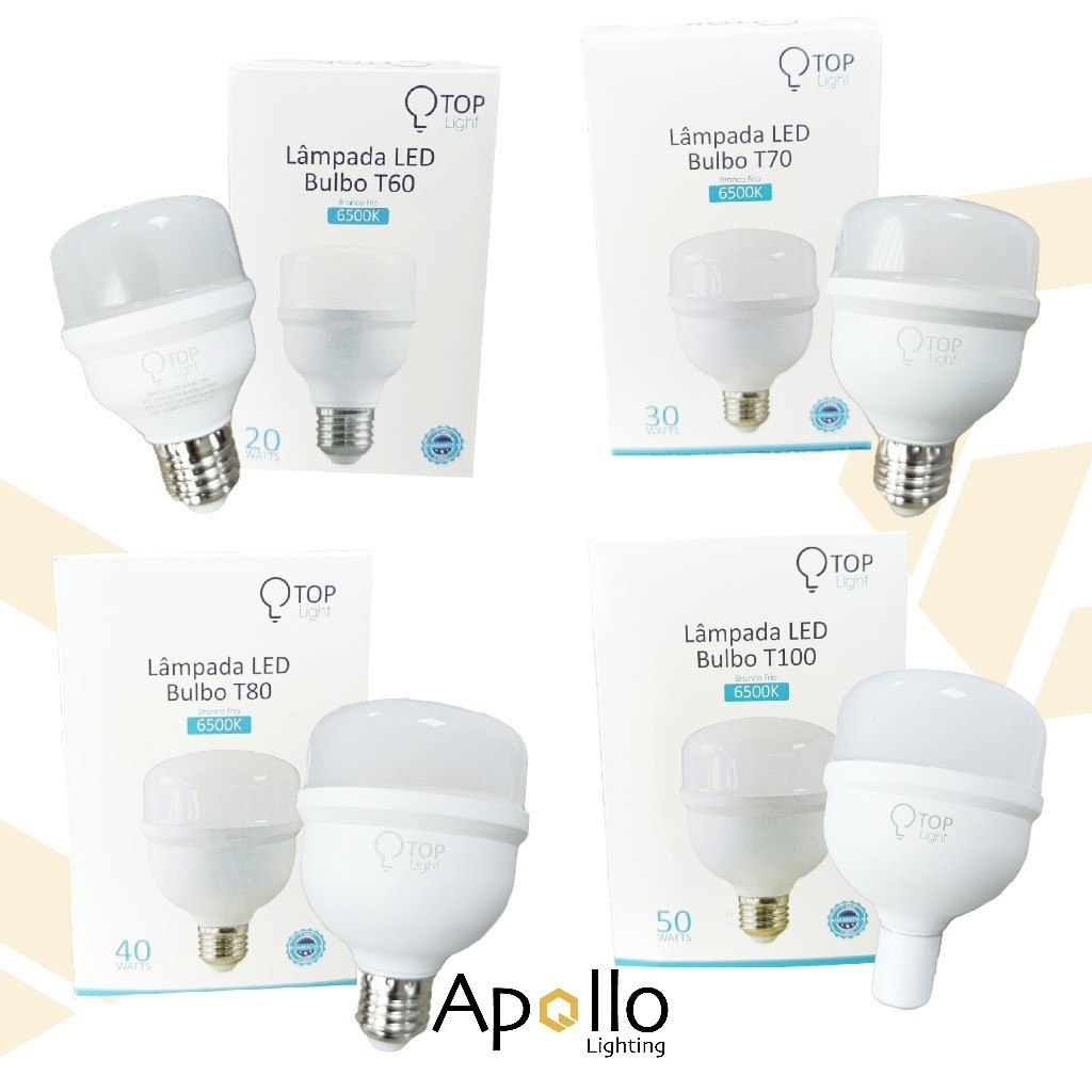 Kit 2 un Bulbo led 20w 30w 40w 50w Alta Potencia 4000K 6500K BIVOLT Branco Neutro / Branco Frio