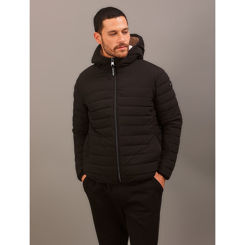 Jaqueta Matelassê Sherpa Capuz Calvin Klein Jeans - Preto