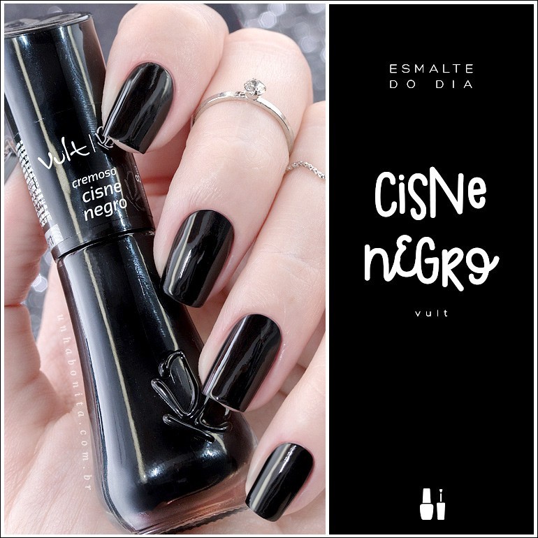 Esmalte Vult Cremoso 5Free Cisne Negro 8ml Preto efeito gel