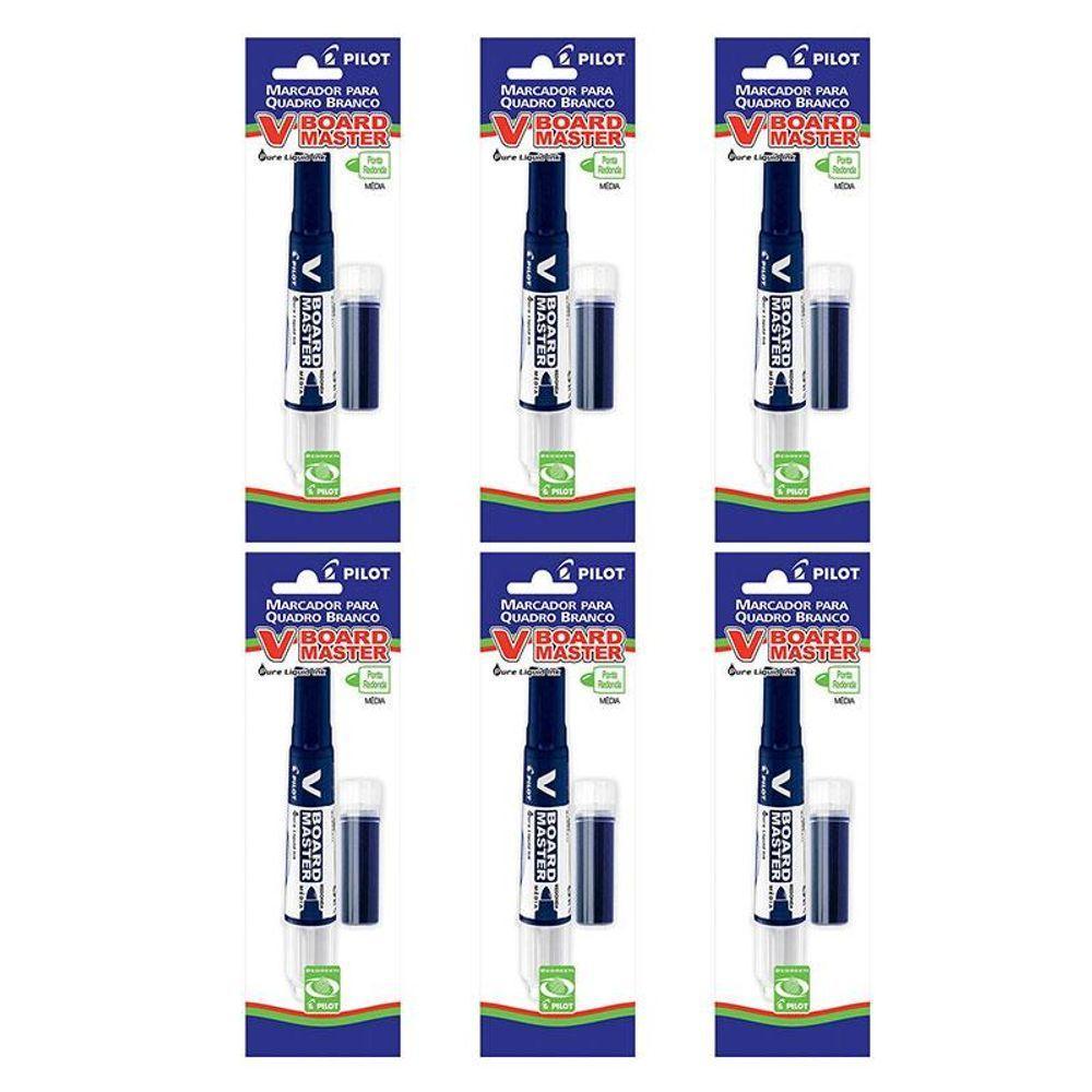 Pincel Para Quadro Branco Recarregável Desmontado Board Master Azul 6 Unidades - Pilot