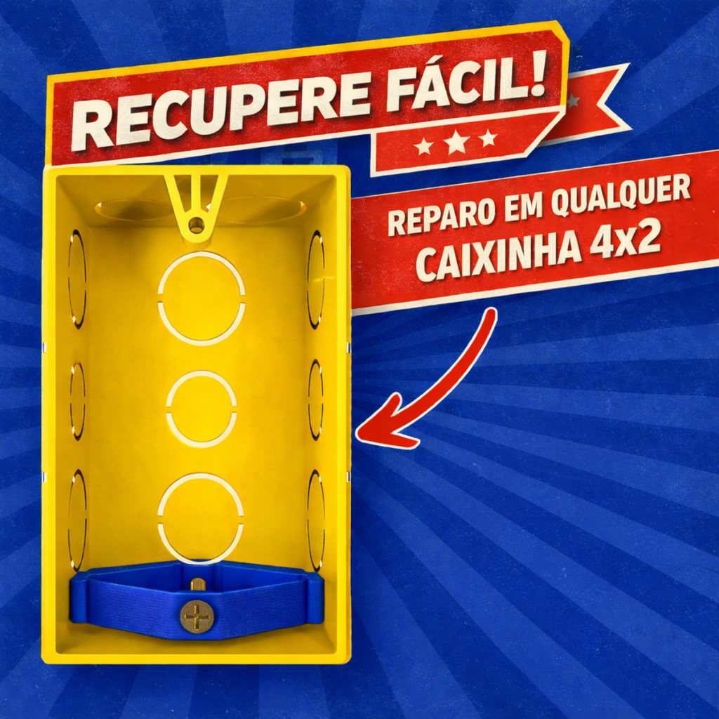 Kit 4 pcs Reparo Aba Quebrada Tomada Salva Caixa De Luz 4x2 Resistente Obra Caxinha Tomada Salva