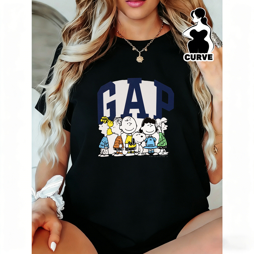 Camiseta Feminina Gap Peanuts Personagens Coloridos Fofos Estilosos Retrô
