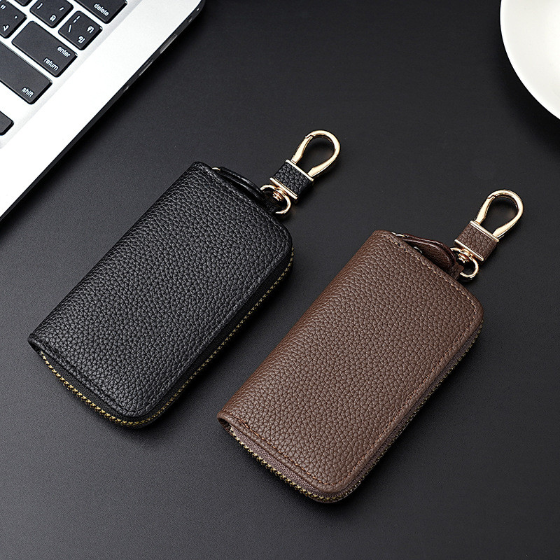 Moda lichia padrão multifuncional caso chave das mulheres dos homens caso de couro de armazenamento chave grande capacid