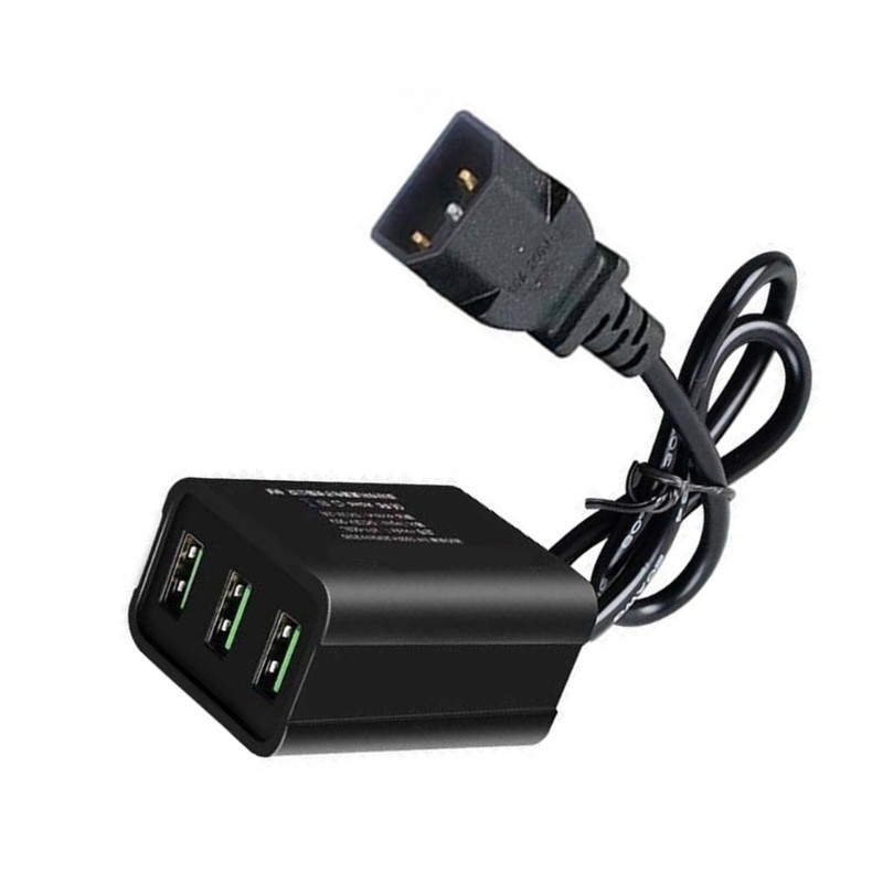 Yoo Carregador De 3 Portas USB À Prova D'água , Múltiplas Proteções Para Ebike , Funciona Com Baterias De 12V 36V 48V 60