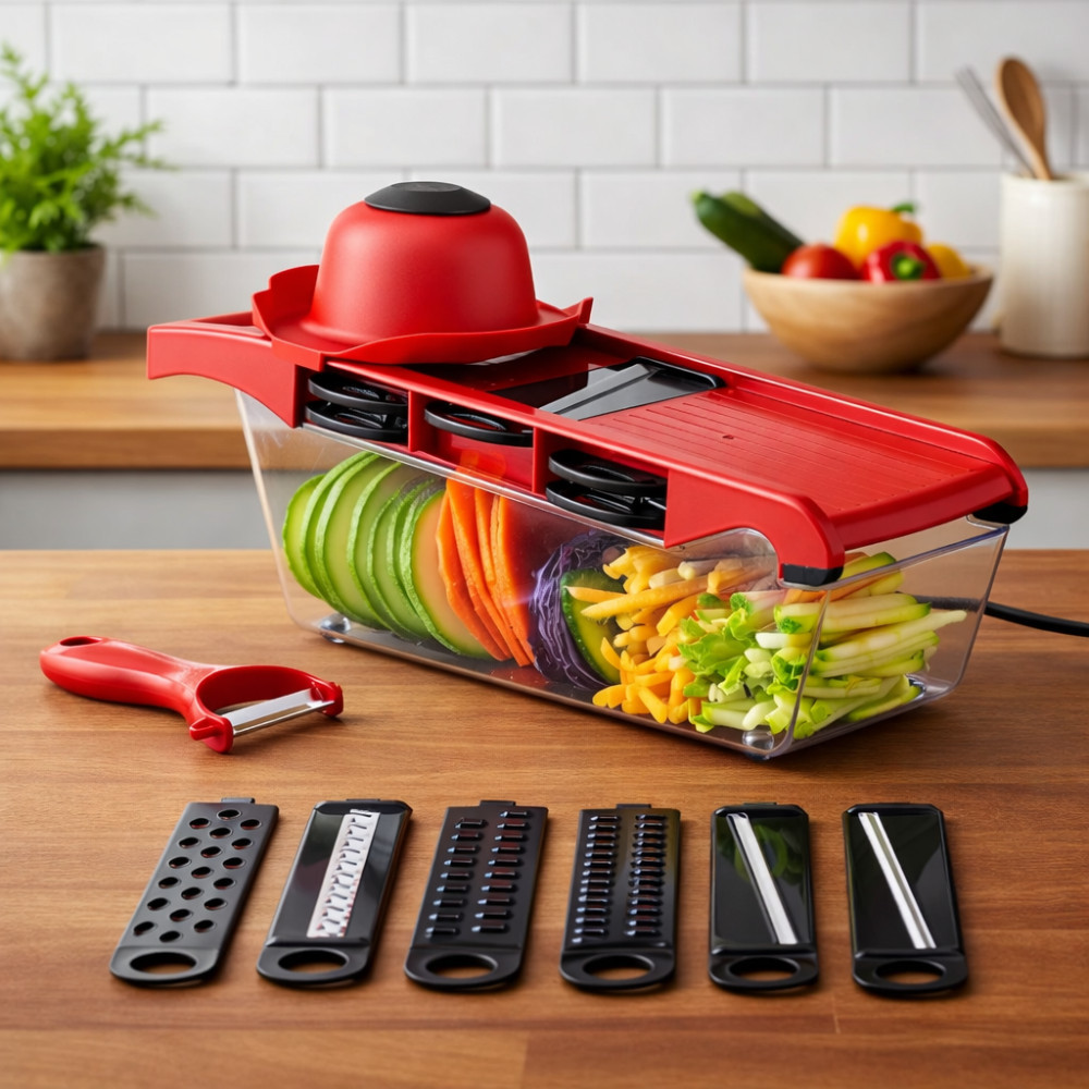 Mandoline Fatiador Profissional Cozinha Slicer Aço Inox Cortador Ralador Legumes Alimentos Cozinha