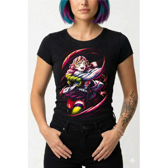 Baby Look Preta em Poliéster Estampa Halftone Jovem e Divertida