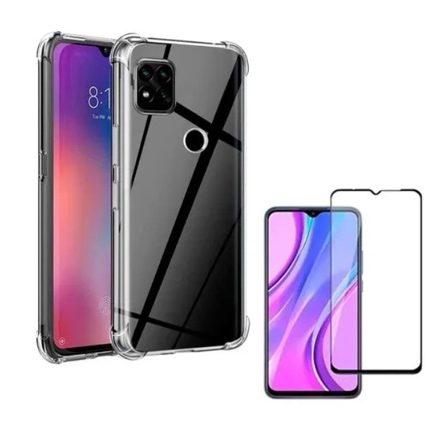 Kit Capa Anti Shock + Película De Vidro 3d Redmi 9c