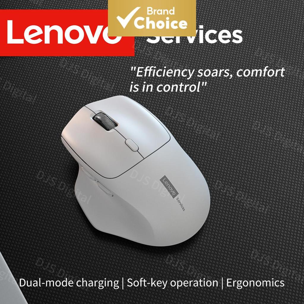 Mouse Ergonômico Sem Fio Lenovo, Conexão Dual-Modo, Recarregável, Grande Capacidade de Bateria para Uso Confortável em