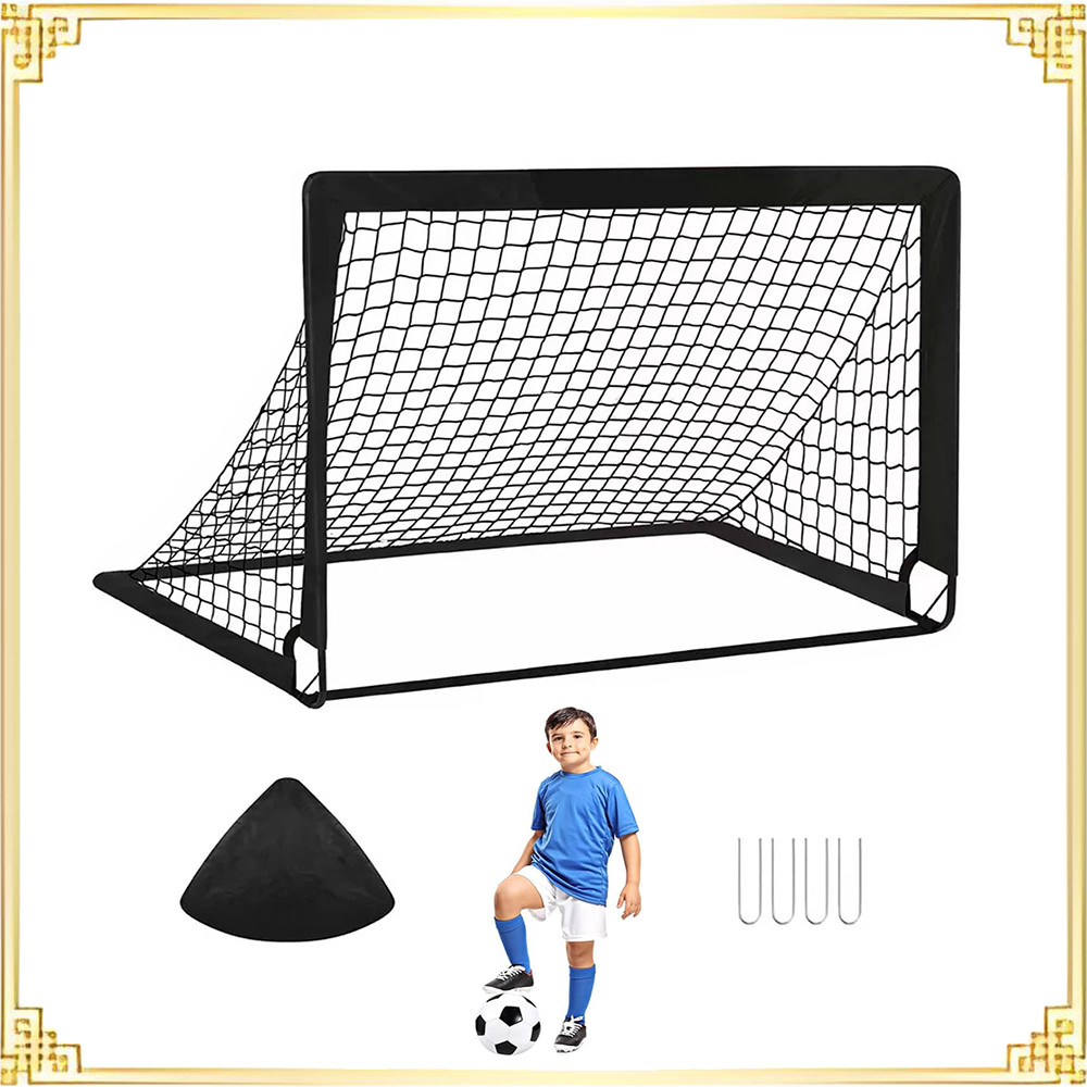 1 gol de treinamento de futebol tamanho preto 120 * 90 cm com 4 pregos terrestres e 1 bolsa de armazenamento preta