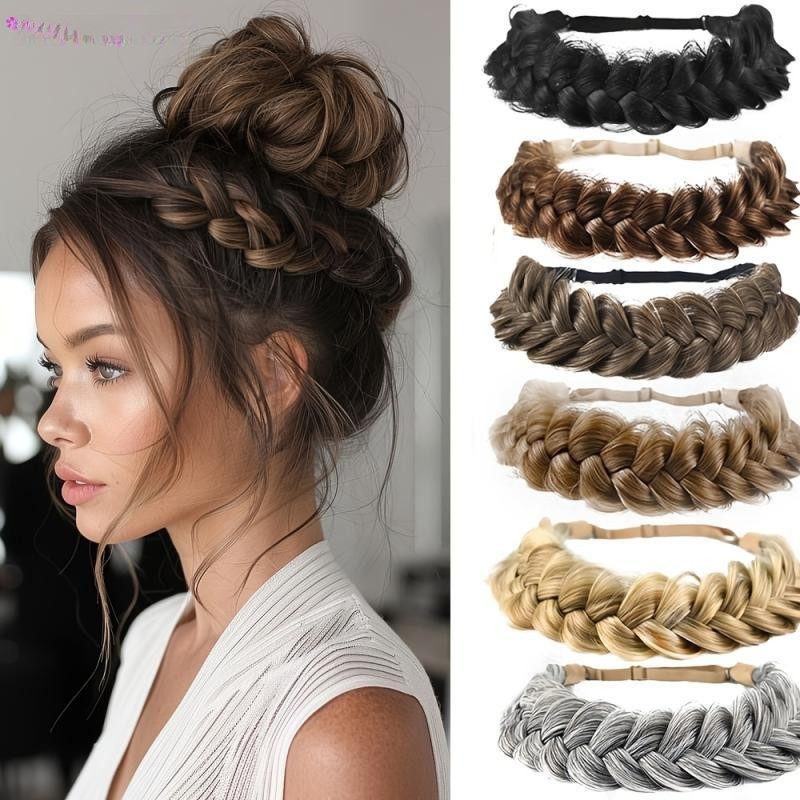 Entrehot > 1 Peça Peruca Sintética Premium Ajustável Artesanal Trançada Faixa Elástica Cabelo Moda Trança Headwear Para