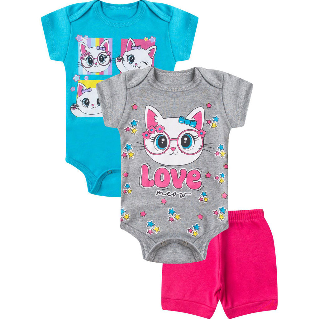 Kit Body Infantil Curto 3 Peças Select Rosa