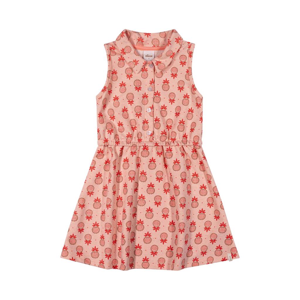 Vestido Infantil Menina Abacaxi Gola Polo Elian Laranja