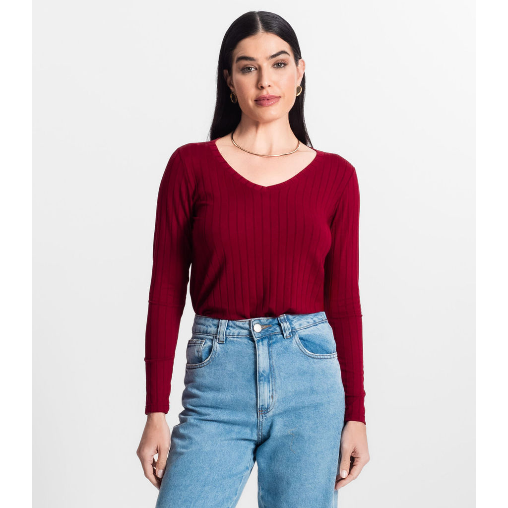 Blusa Manga Longa Infinita Cor Vermelho em Oferta na Shopee