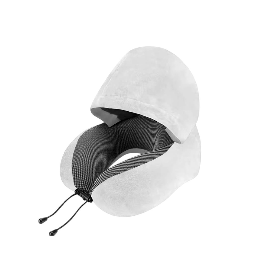 Travesseiro de Pescoço Para Viagem Espuma Nasa Com Touca Conforto Para Dormir