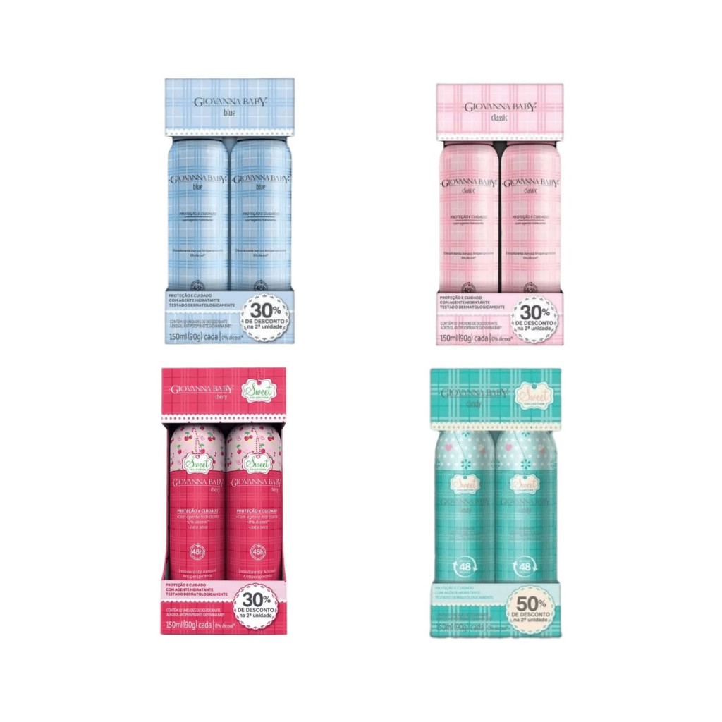 Kit Desodorante Aerosol Antiperspirante Giovanna Baby 150ml