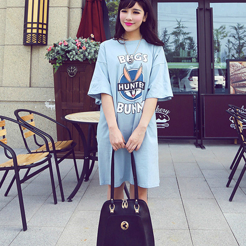 Roupa de maternidade verão vestido de manga curta comprimento médio pós-parto roupas de enfermagem exterior usar vestido