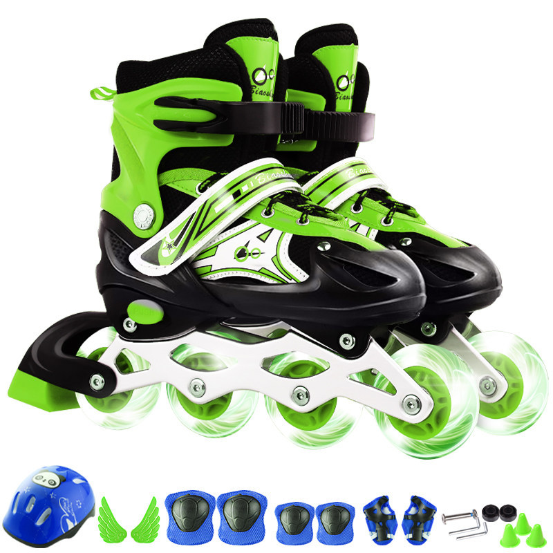 [Produto de Qualidade] Patins para Crianças Iniciantes, Conjunto Completo para Meninos e Meninas de 3 a 12 Anos, Patins 