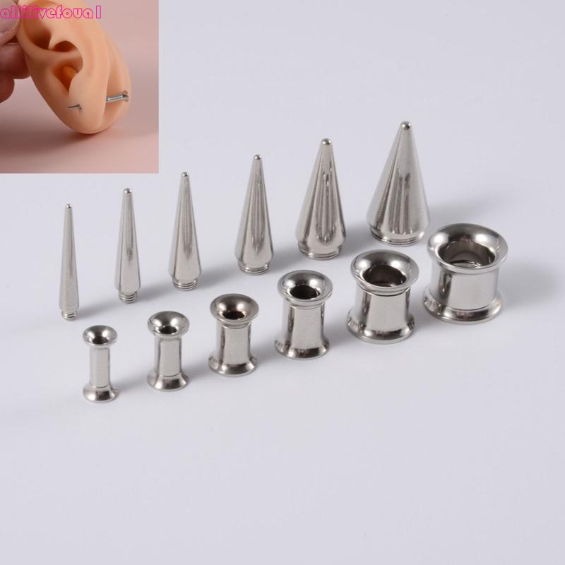allilivefoua1 Conjunto 6 Peças Tampões Para Alongamento Orelha, Túneis Aço Inoxidável, Medidores, Expanso